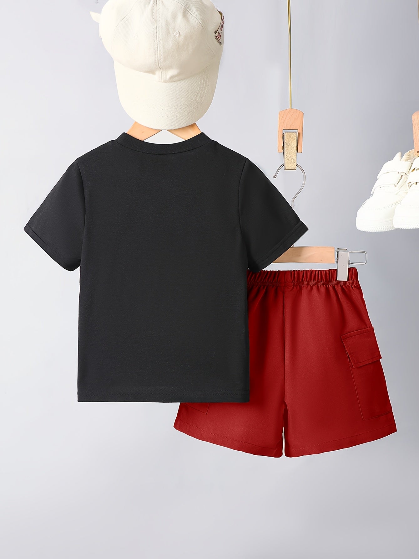 Ensemble garçon 2 pièces été – T-shirt imprimé ours & short confortable (Look décontracté)