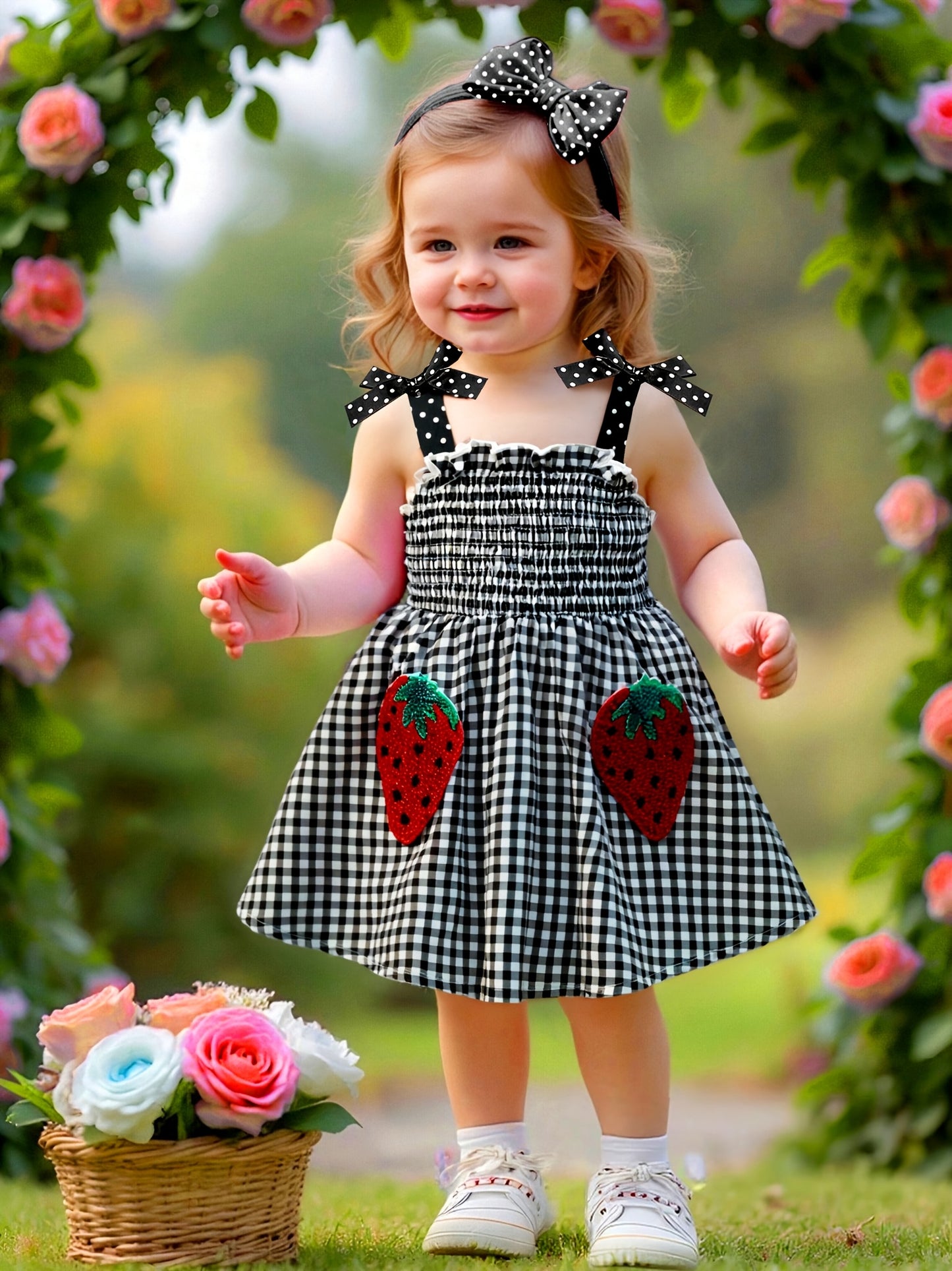 Robe bébé fille vichy fraise – Tenue estivale douce et élégante