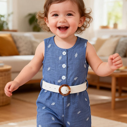 Barboteuse Fille Denim Été – Combinaison Élégante avec Ceinture