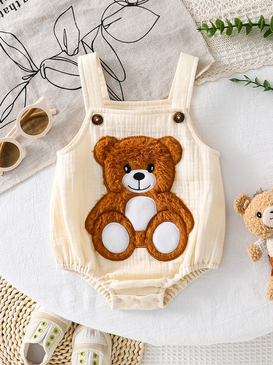 Barboteuse bébé ours 3D – Salopette douce unisexe, confort printemps-été