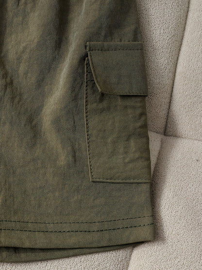 Ensemble été garçon 2 pièces – T-shirt à motif animal avec short patchwork et capuche