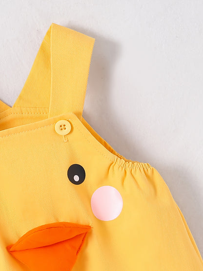 Combinaison bébé jaune à canard 3D – Barboteuse sans manches, douce et confortable