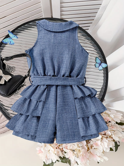 Combishort en denim perlé – Petite Élégance d’Été