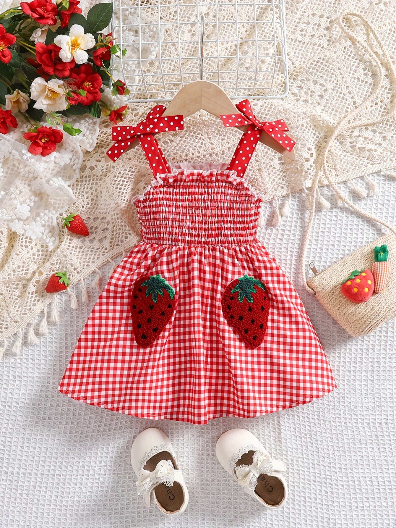 Robe bébé fille vichy fraise – Tenue estivale douce et élégante