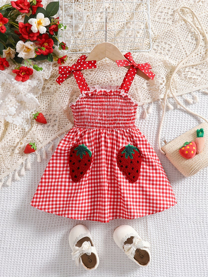 Robe bébé fille vichy fraise – Tenue estivale douce et élégante