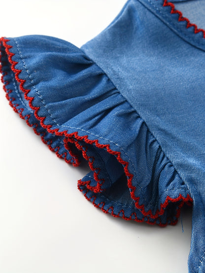 Barboteuse élégante bleue pour bébé fille – combinaison d’été légère et confortable