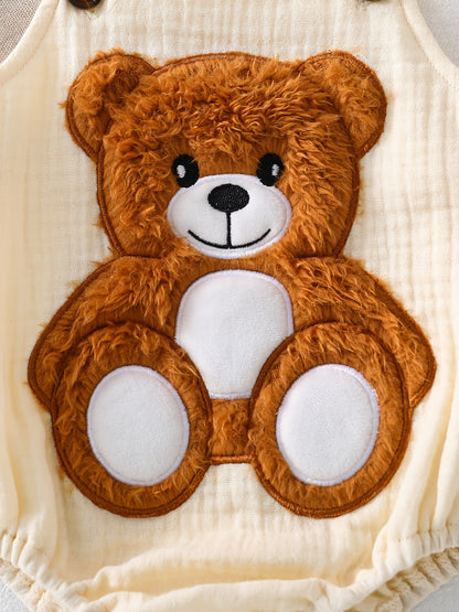 Barboteuse bébé ours 3D – Salopette douce unisexe, confort printemps-été