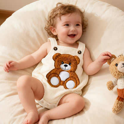 Barboteuse bébé ours 3D – Salopette douce unisexe, confort printemps-été