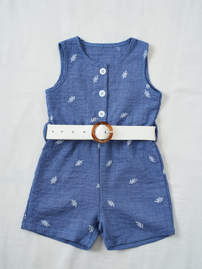 Barboteuse Fille Denim Été – Combinaison Élégante avec Ceinture