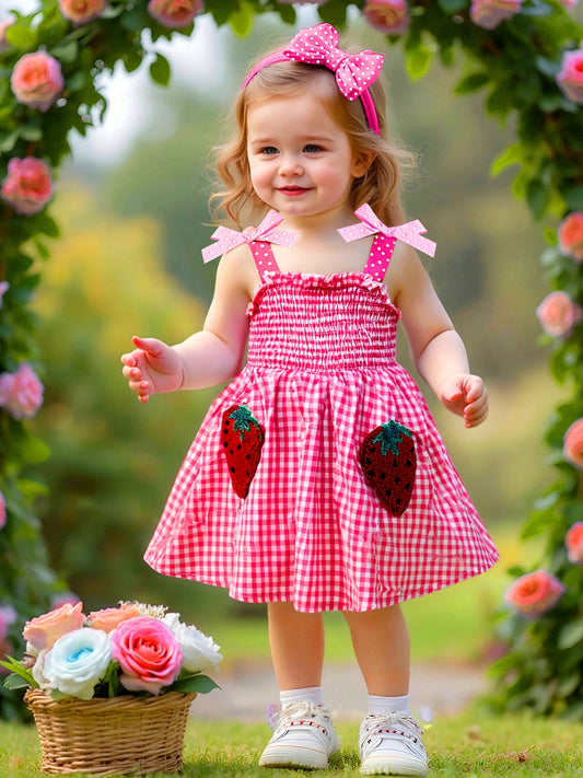 Robe bébé fille vichy fraise – Tenue estivale douce et élégante